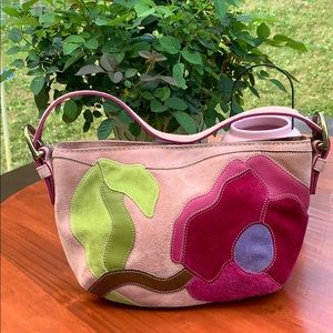 Coach suede floral handbag.